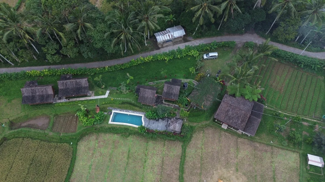 Aerial highland view of Pondok Peneng in Baturiti Bali